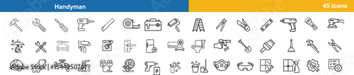 Handyman services repair tools icons set