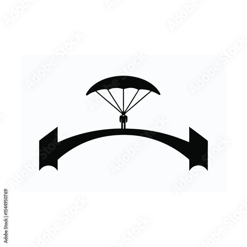 A 3D render of a businessman in a suit with a red parachute descending through the sky, illustrating concepts of protection, safety, and business success