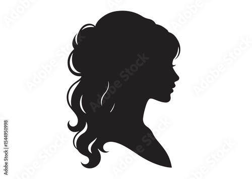 woman hairstyle logo silhouette vector illustration, hair salon logo icon vector silhouette, beauty long hair woman logo silhouette, beauty woman long hair silhouette on white background