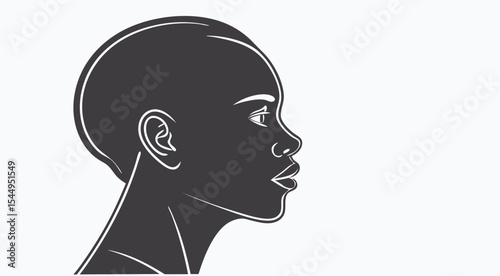 Silhouette Profile of Human Head in Black Vector on White Background