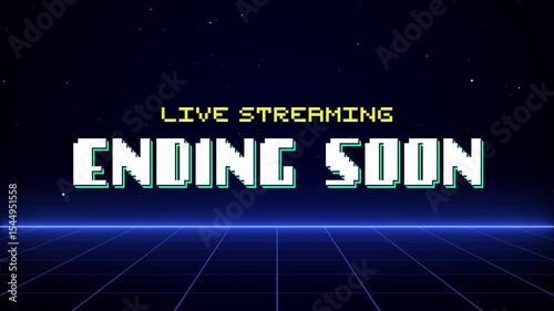 Live Streaming Ending Soon Pixel Style Retro Grid Background Loop Animation Set