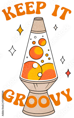 Keep It Groovy Lava Lamp Retro 60s, Print, Sticker.