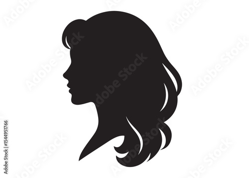 woman hairstyle logo silhouette vector illustration, hair salon logo icon vector silhouette, beauty long hair woman logo silhouette, beauty woman long hair silhouette on white background