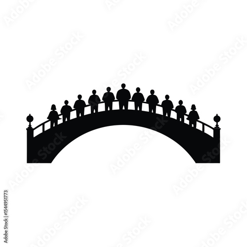 City people silhouettes against an urban skyline with vector art design