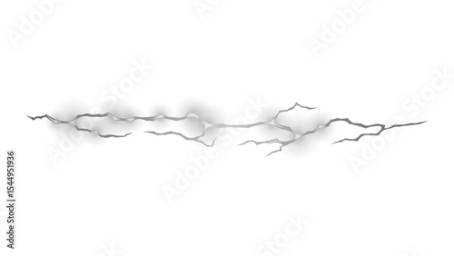 Shattered Ground Crack Line: A realistic, long, and jagged fissure resembling a break or impact on a surface, presented with a transparent background.

