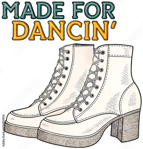 Made For Dancin Go Go Boots Retro 60s, Print, Sticker.