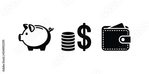 Piggy Bank and Coins Vector Icons Savings and Finance