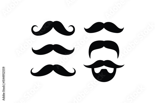 Mustache and Beard Vector Icons Set for Graphic Design