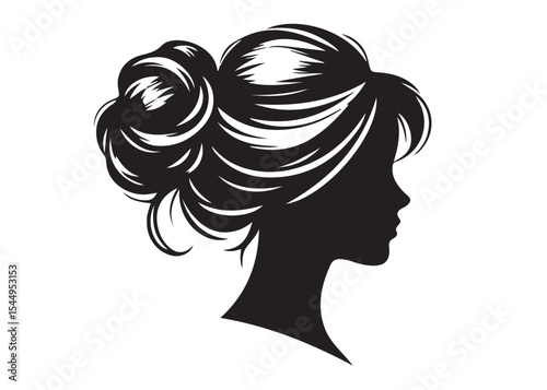 woman hairstyle logo silhouette vector illustration, hair salon logo icon vector silhouette, beauty long hair woman logo silhouette, beauty woman long hair silhouette on white background