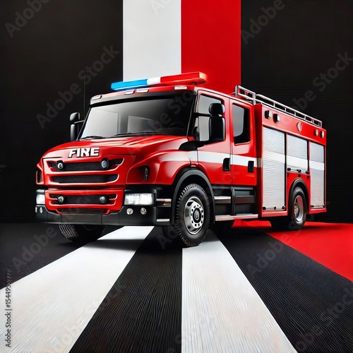 Black White a fire engine