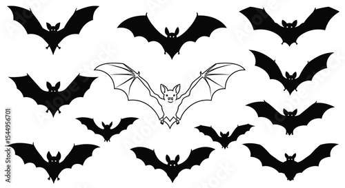 Bats of the Night Sky A Collection of Winged Creatures in Flight Together