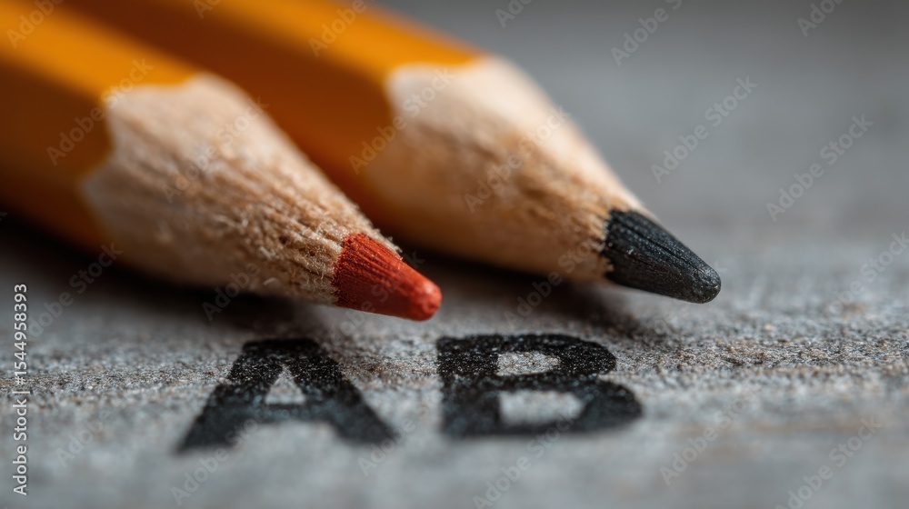Obraz premium Pencil - direction indicator - choice of plan a or plan b. Business strategy, failure analysis and not give up.