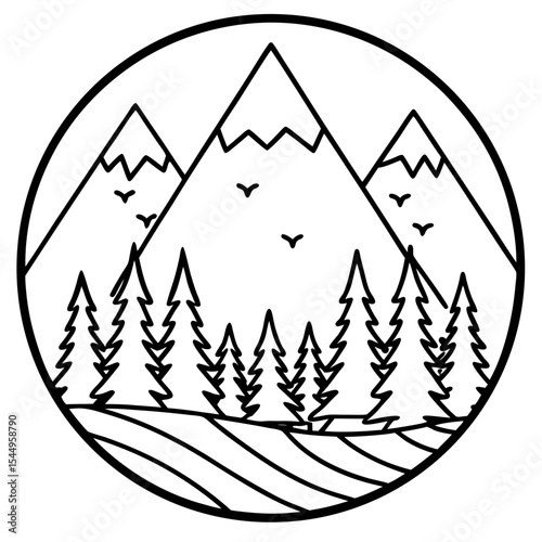 Mountain Edge Forest Scene