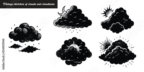 set of clouds vector