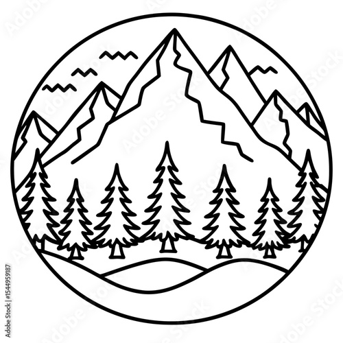 Mountain Edge Forest Scene