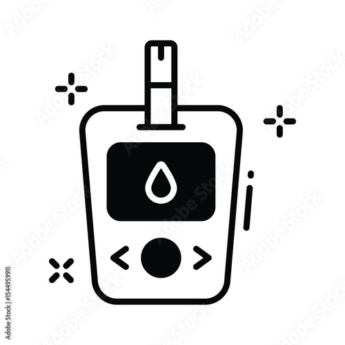 A premium glyph style icon for glucometer reading screen