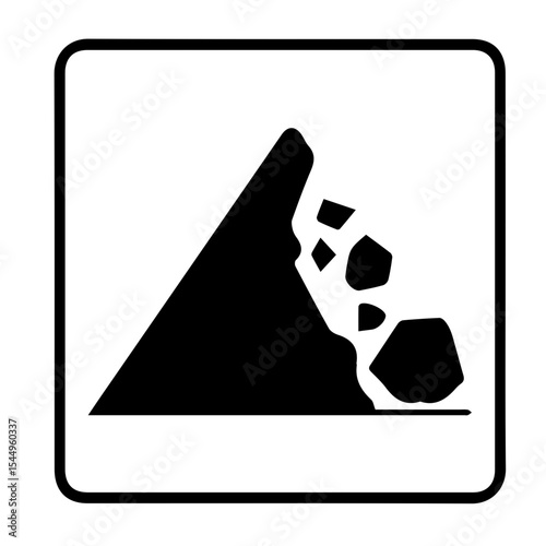 icon falling rocks sign