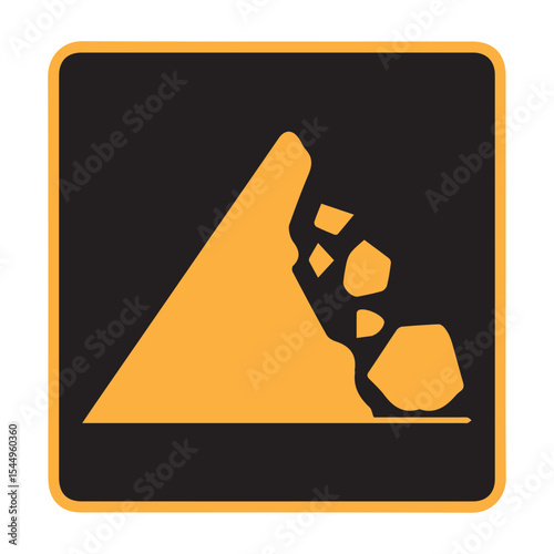icon falling rocks sign