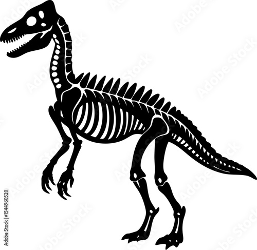 Detailed silhouette of a dinosaur skeleton depicting prehistoric anatomy suitable for educational and decorative applications