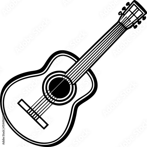 Elegant black and white acoustic guitar illustration design for music related projects musical instrument clip art for posters logos and graphic designs