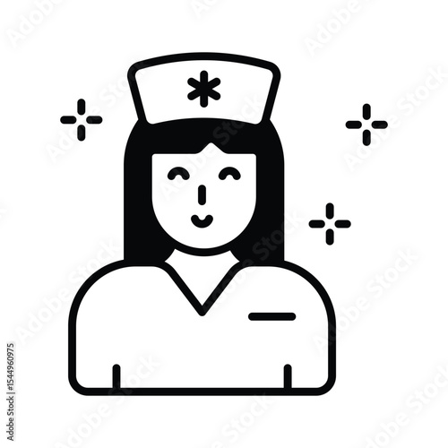 A visually appealing glyph icon of nurse with headcap