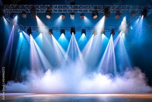  Dim Lighting set on the stage for the event with smoke 