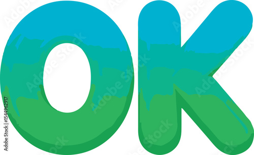 Teal and Green O K Letters 3 D Style Gradient Text Typography Design Element vector