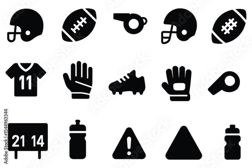 American football icons set isolated on white background