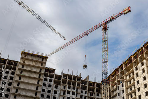 New building on the outskirts of St. Petersburg. Construction site in Murino.