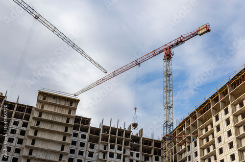 New building on the outskirts of St. Petersburg. Construction site in Murino.