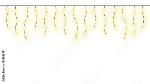 Transparent Background Warm White Icicle String Lights

