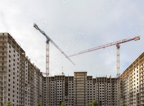 New building on the outskirts of St. Petersburg. Construction site in Murino.