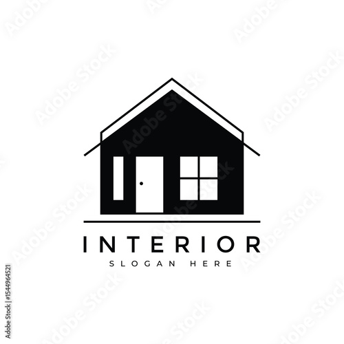 House interior minimalist logo design vector