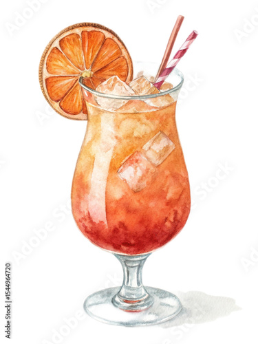 Refreshing Aperol Spritz cocktail in hurricane glass with orange slice