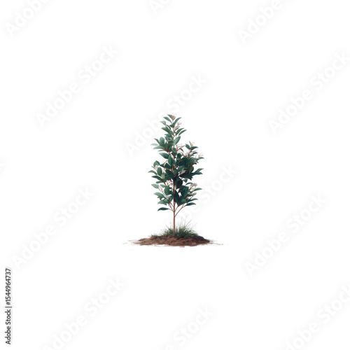 A beautiful green tree with lush foliage, standing tall, isolated against a white background, perfect for nature-themed projects or eco-friendly designs.