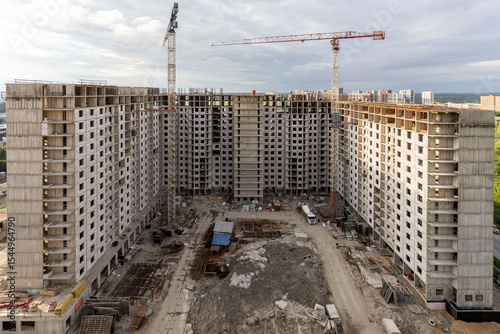 New building on the outskirts of St. Petersburg. Construction site in Murino.