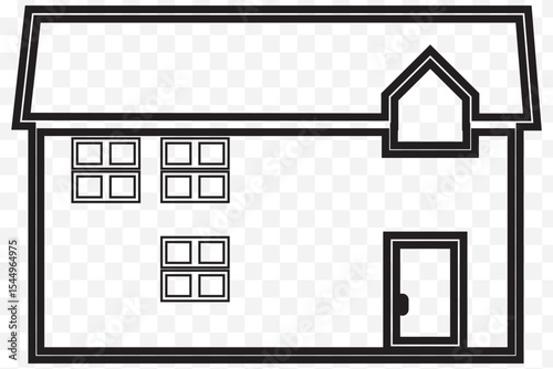 Family house in continuous line art. Suburban home minimalist black  Vector illustration EPS 10
