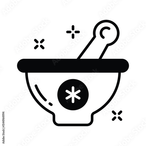 Get a glimpse of this glyph icon of herbal medicine bowl