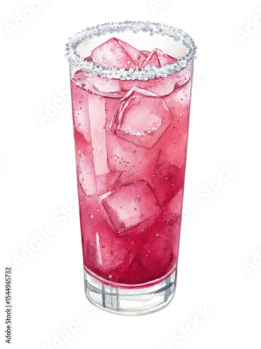Wallpaper Mural Refreshing pink cocktail with ice cubes and salt rim in tall glass Torontodigital.ca