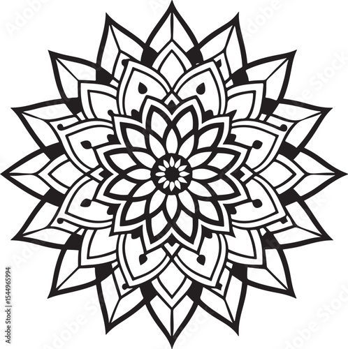 Intricate Mandala Design with Floral and Geometric Elements Artwork