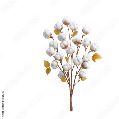 A delicate cotton flower bouquet featuring soft white blooms on a natural stem, elegantly arranged with subtle green leaves, perfect for decorative purposes.