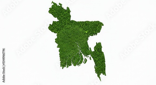Green leaf Bangladesh shaped like a world map on a white background
