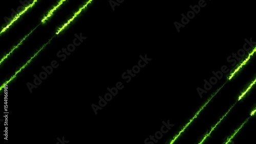 Dynamic green energy trails on a black background creating abstract visuals for digital design and artistic composition