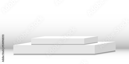 Product Display White Podium on Studio Background. Vector Illustration. Abstract Business Wallpaper. Banner