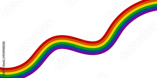 Rainbow Pride Wave Line on White Background. LGBTQ Symbol Template. Vector Illustration