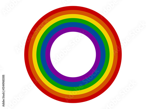 Rainbow Pride Circle Frame on White Background. LGBTQ Symbol Template. Vector Illustration