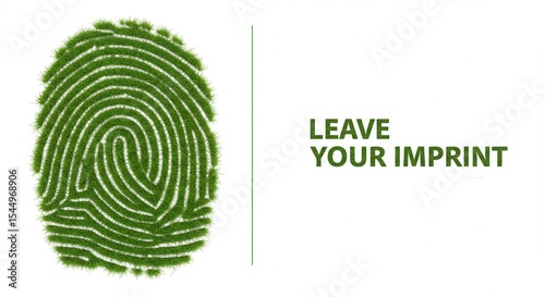 Green fingerprint vector illustration featuring a unique biometric thumbprint design
