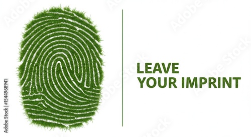 Green grass fingerprint: a digital symbol of unique identity and security