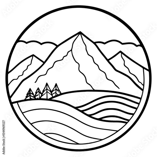 Sketchy Mountain Landscape