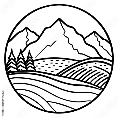 Sketchy Mountain Landscape